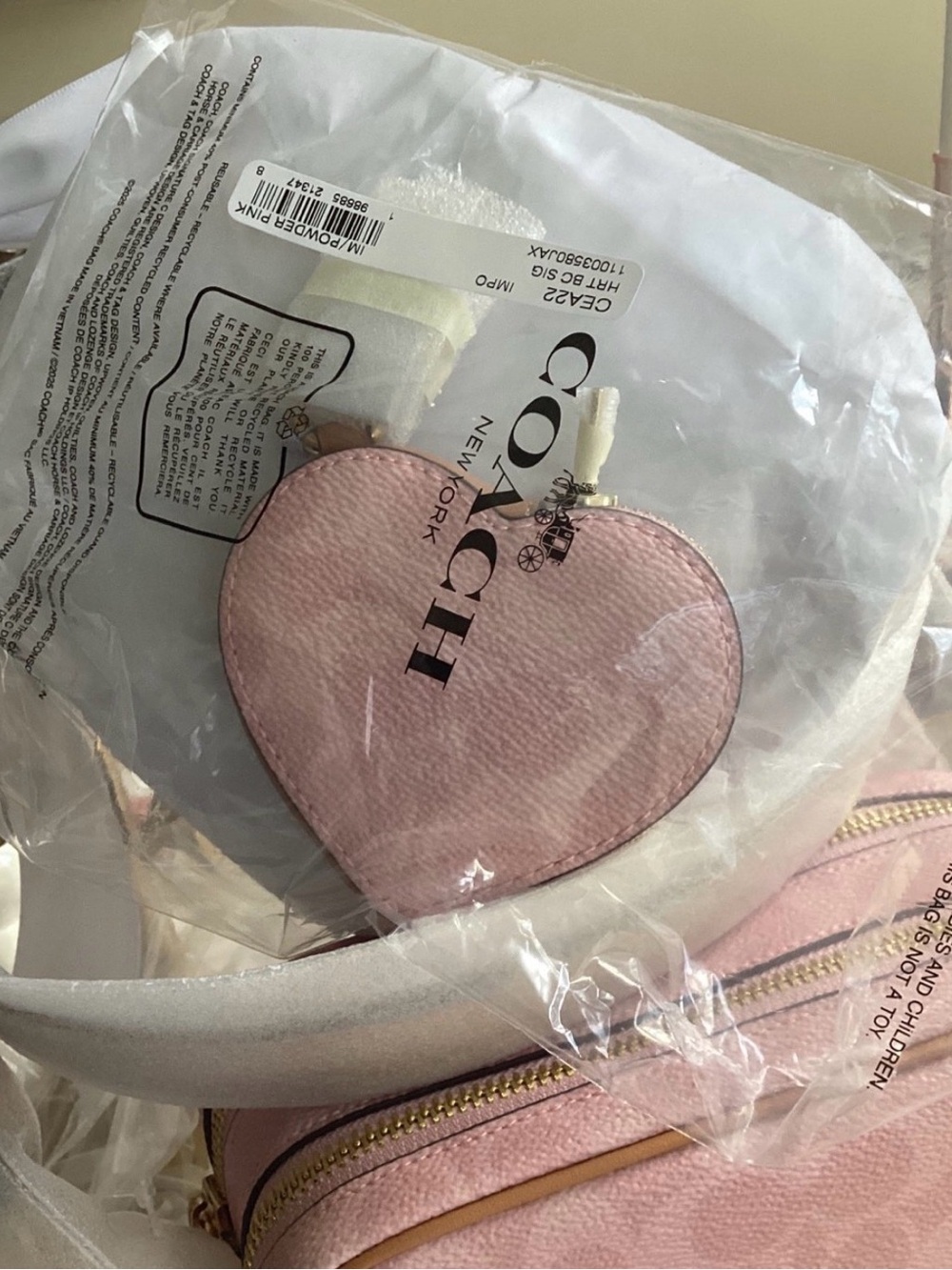 Coach Powder Pink Heart Coin Case